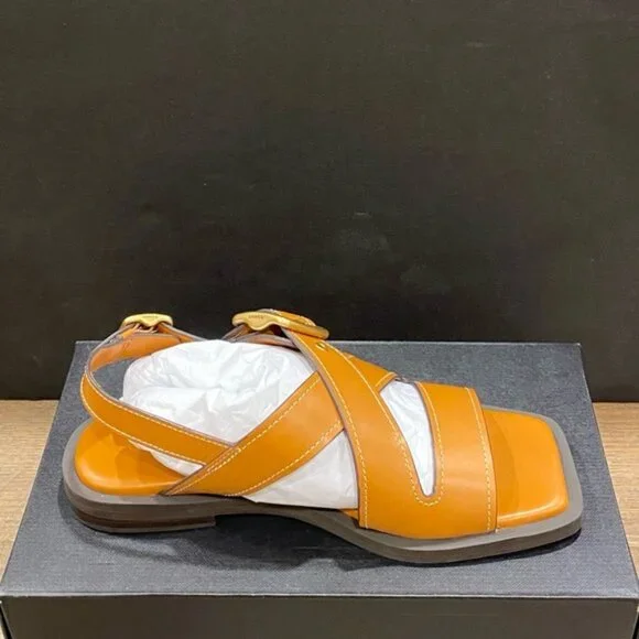 Coach Archival Cognac Leather Sandals Shoes Slide Flats Pumps NEW - Picture 2 of 4